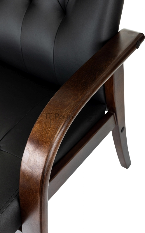 Кресло Бюрократ T-9928WALNUT-CF черный, кожа на ножках/дерево