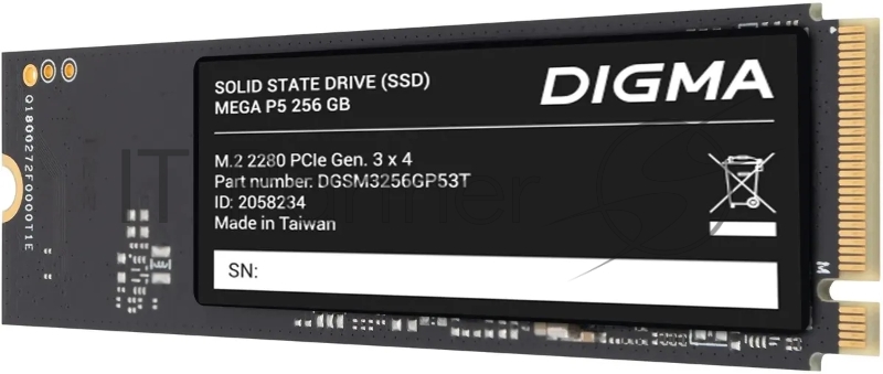 Накопитель SSD Digma PCIe 3.0 x4 256GB DGSM3256GP53T Mega P5 M.2 2280