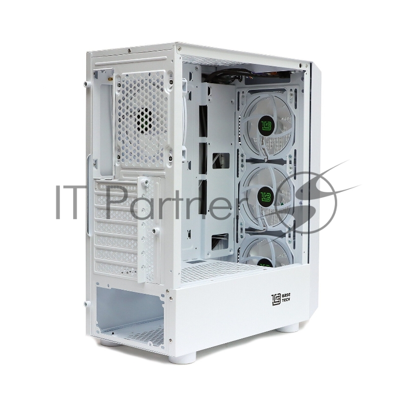 Корпус BaseTech eXtreme GFX-03, Без БП, ATX, белый, 4xRGB FAN, 2xUSB2, 1xUSB3, бок: закалённое стекло
