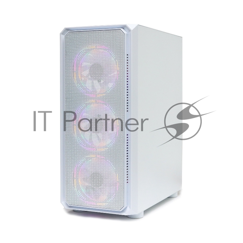 Корпус BaseTech eXtreme GFX-03, Без БП, ATX, белый, 4xRGB FAN, 2xUSB2, 1xUSB3, бок: закалённое стекло