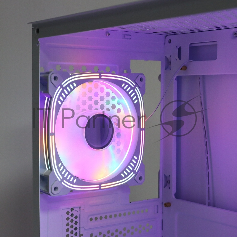 Корпус BaseTech eXtreme GFX-03, Без БП, ATX, белый, 4xRGB FAN, 2xUSB2, 1xUSB3, бок: закалённое стекло