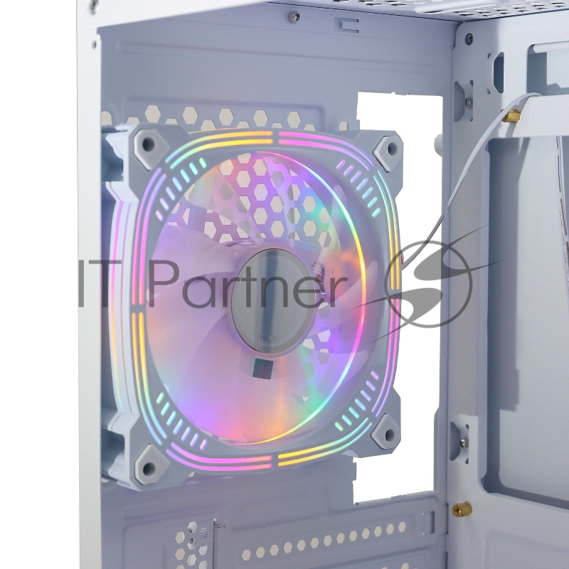 Корпус BaseTech eXtreme GFX-03, Без БП, ATX, белый, 4xRGB FAN, 2xUSB2, 1xUSB3, бок: закалённое стекло