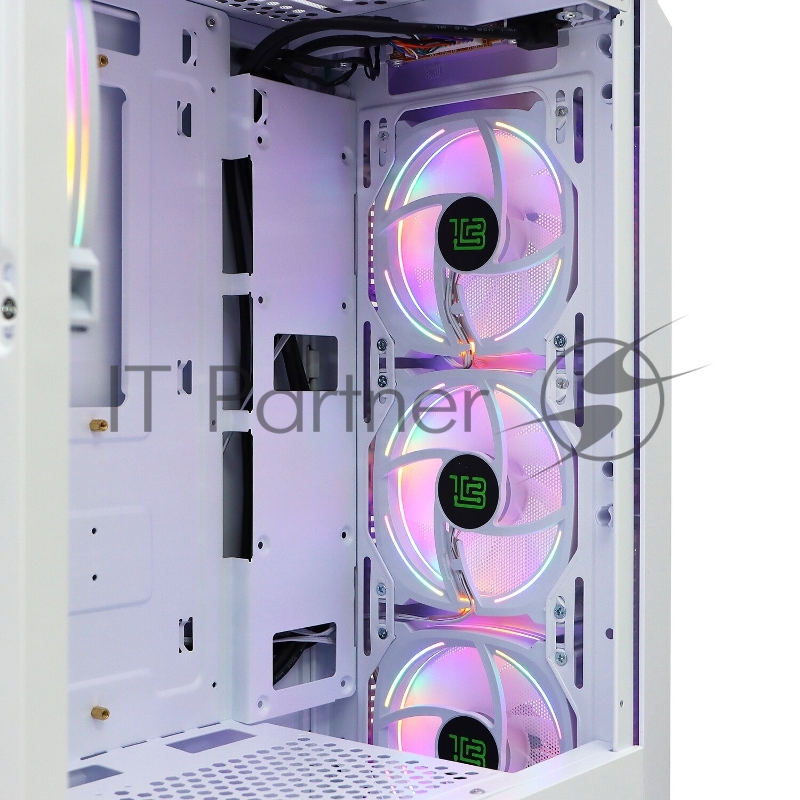 Корпус BaseTech eXtreme GFX-03, Без БП, ATX, белый, 4xRGB FAN, 2xUSB2, 1xUSB3, бок: закалённое стекло
