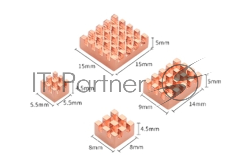 Набор медных радиаторов для Raspberry Pi 4 Model B