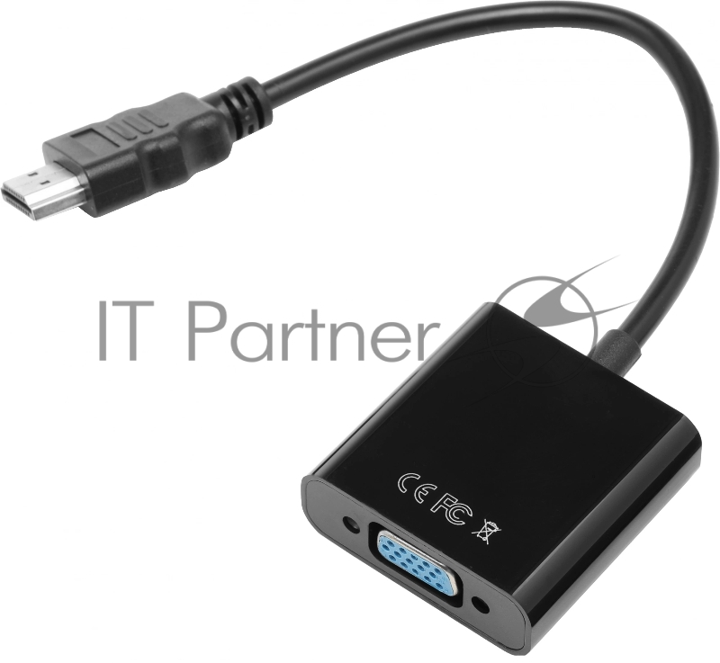 Переходник аудио-видео Premier 5-983 HDMI (m)/VGA (f)/Jack 3.5 (f) 0.15м. черный