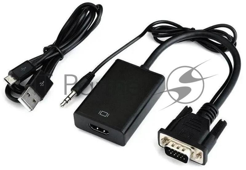 Переходник аудио-видео Premier 5-982-0.15 VGA (m)/HDMI (f)/Jack 3.5 (f) 0.15м. черный