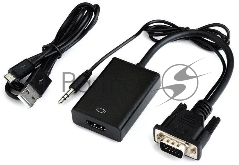 Переходник аудио-видео Premier 5-982-0.15 VGA (m)/HDMI (f)/Jack 3.5 (f) 0.15м. черный