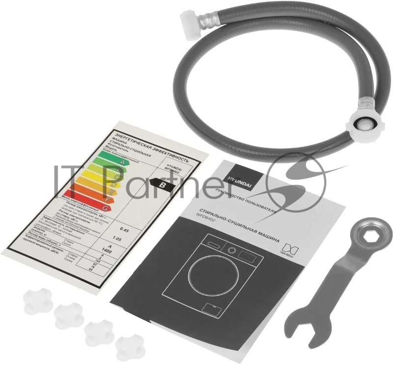 Стиральная машина Hyundai WFD8402 белый, загр.фронтальная макс.: 8 кг, 1400 об/мин, класс: A (с сушкой)