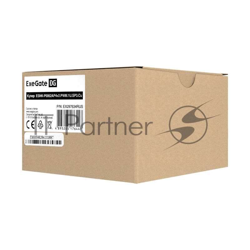 Кулер ExeGate ESNK-P0062AP4v2.PWM.1U.SP3.Cu (радиальный (улитка), медный, 1U, LGA SP3, TDP 165W, PWM, 1100-6300RPM, 2 ball bearing, 4pin, 63db, на винтах, с термопастой, Retail box)