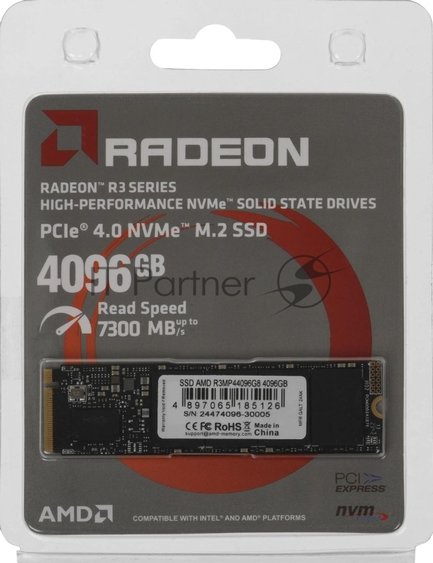Накопитель SSD AMD PCIe 4.0 x4 4TB R3MP44096G8 Radeon M.2 2280