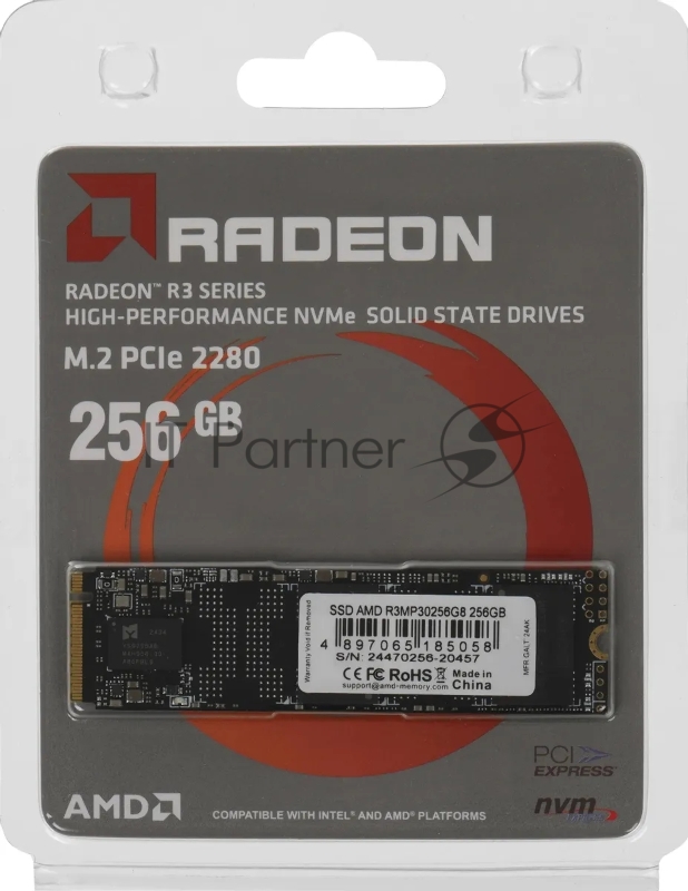 Накопитель SSD AMD PCIe 3.0 x4 256GB R3MP30256G8 Radeon M.2 2280
