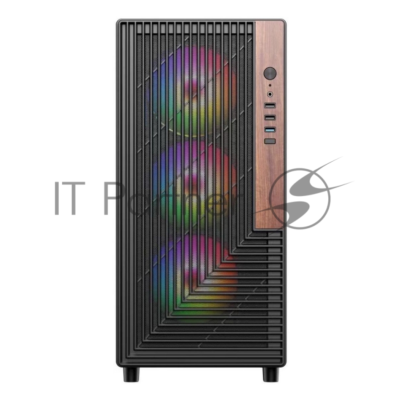 Корпус ACD Citadel 101 ATX, Black, USB3.0*1 + USB2.0*2 + HD AUDIO, 1*12cm H1 argb fan at rear, 3*12cm H1 argb fas at front, TG