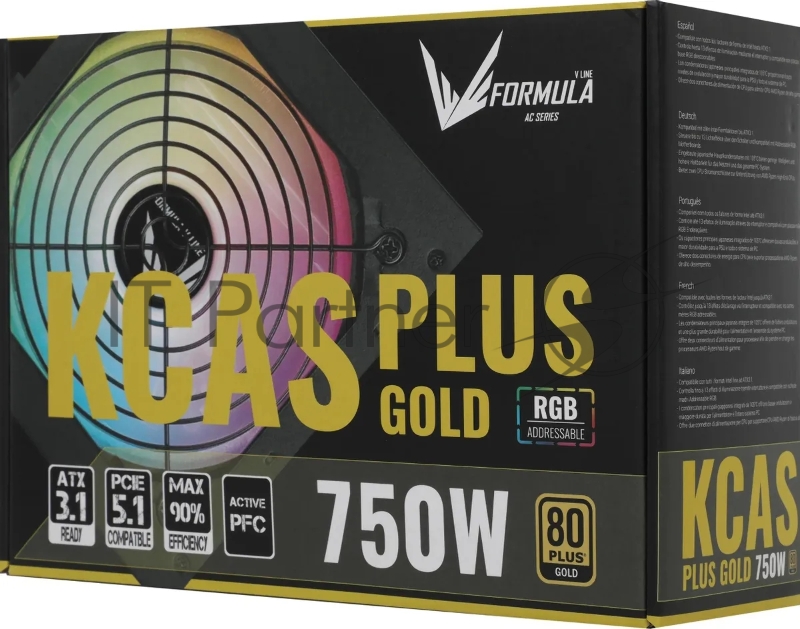 Блок питания Formula ATX 750W AC KCAS PLUS GOLD 750W RGB 80+ gold (20+4pin) APFC 120mm fan color LED 8xSATA RTL
