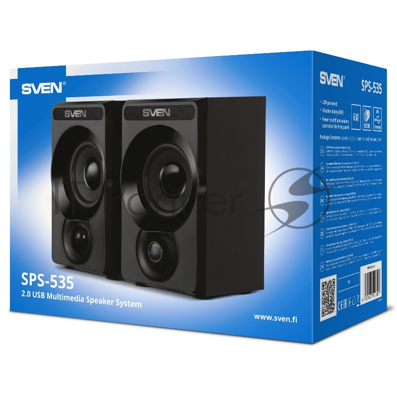 Колонки Sven SPS-535, чёрный, акустическая система 2.0, USB, мощность 2x3 Вт(RMS)