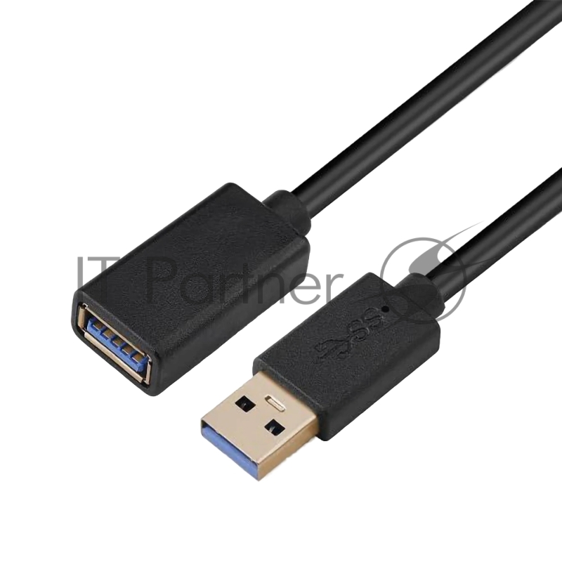 Кабель GoPower удлинитель USB3.0 (m)-USB (f) 0.5м ПВХ черный Premium Zip-Lock c подвесом (1/250)