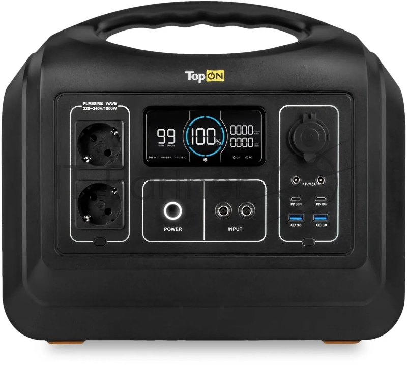 Электростанция портативная TopON TOP-X1800 465000mAh 10A QC3.0/PD3.0 2xUSB черный/оранжевый (103259)