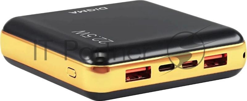 Мобильный аккумулятор Digma DGPF10D 10000mAh QC3.0/PD3.0 22.5W 5A 2xUSB-A/USB-C черный/золотистый (DGPF10D22PBK)