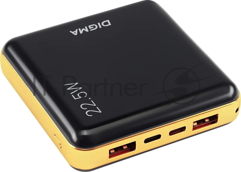 Мобильный аккумулятор Digma DGPF10D 10000mAh QC3.0/PD3.0 22.5W 5A 2xUSB-A/USB-C черный/золотистый (DGPF10D22PBK)