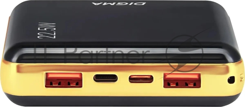 Мобильный аккумулятор Digma DGPF10D 10000mAh QC3.0/PD3.0 22.5W 5A 2xUSB-A/USB-C черный/золотистый (DGPF10D22PBK)