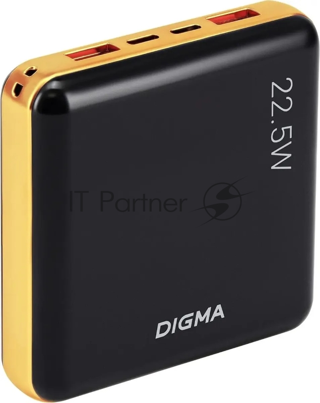 Мобильный аккумулятор Digma DGPF10D 10000mAh QC3.0/PD3.0 22.5W 5A 2xUSB-A/USB-C черный/золотистый (DGPF10D22PBK)