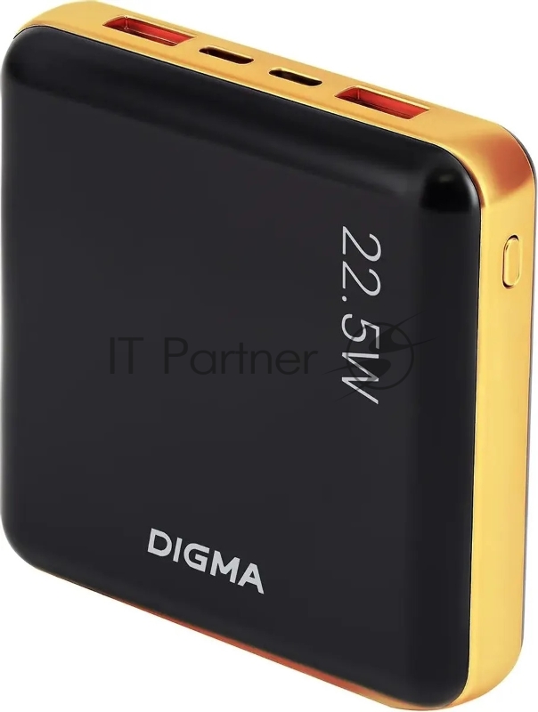 Мобильный аккумулятор Digma DGPF10D 10000mAh QC3.0/PD3.0 22.5W 5A 2xUSB-A/USB-C черный/золотистый (DGPF10D22PBK)