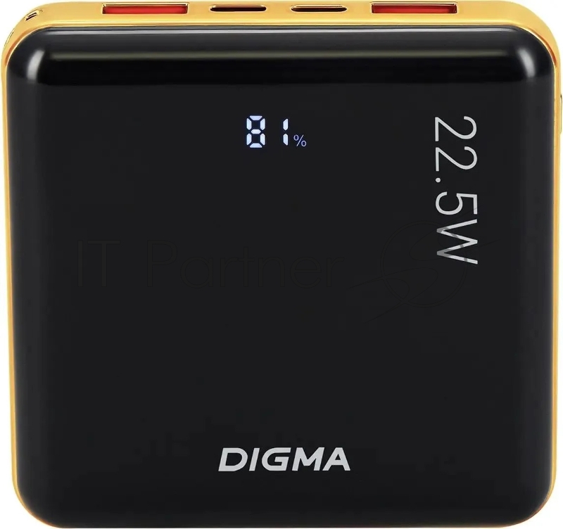 Мобильный аккумулятор Digma DGPF10D 10000mAh QC3.0/PD3.0 22.5W 5A 2xUSB-A/USB-C черный/золотистый (DGPF10D22PBK)
