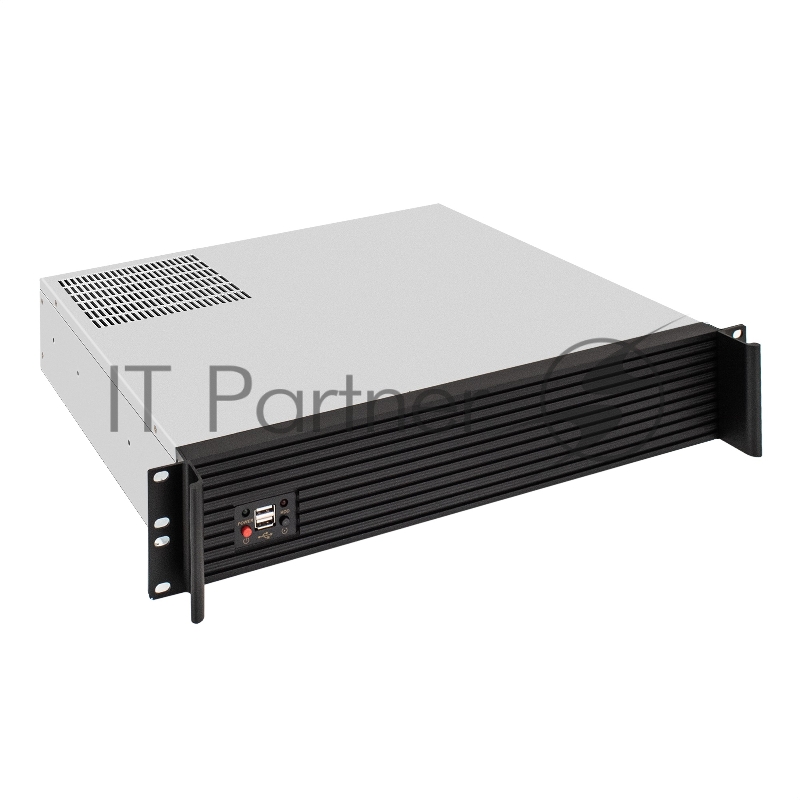 Серверный корпус ExeGate Pro 2U400-04AL <RM 19, высота 2U, глубина 400, передняя панель - алюминий, без БП, 2*USB>