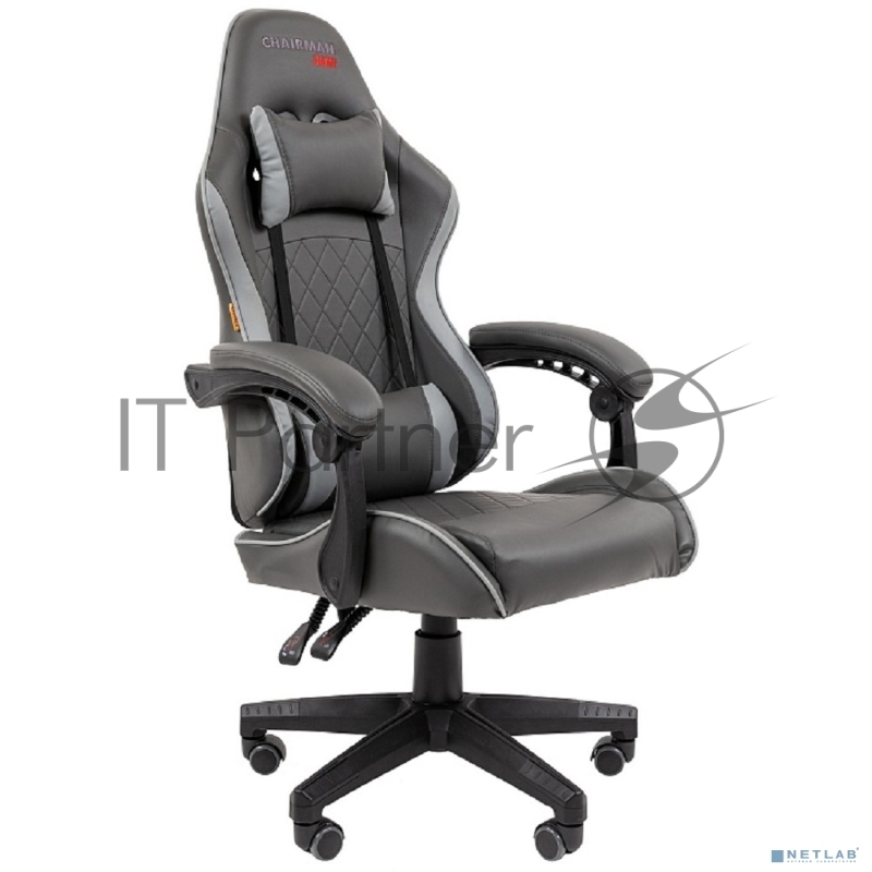 Кресло компьютерное Chairman game CH28 экокожа, черно-серый