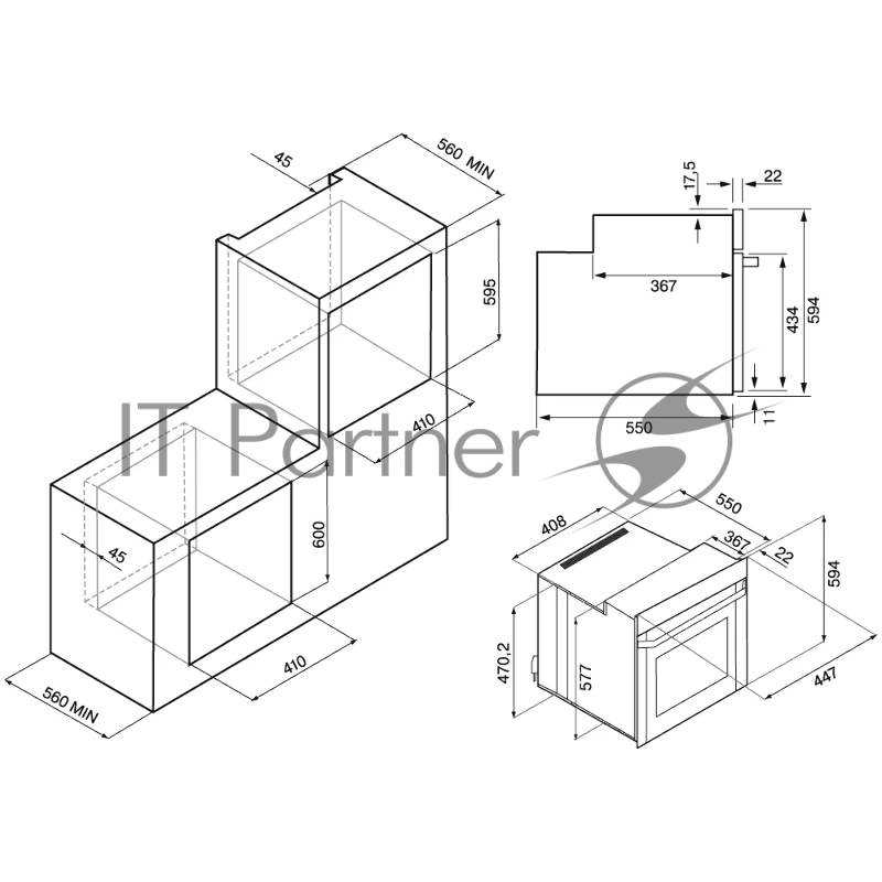 Электрический духовой шкаф Krona LINDE 45 BL
