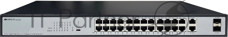 Коммутатор Origo OS2228P/370W OS2228P/370W/B1A (L2) 26x1Гбит/с 2SFP 24PoE+ 370W неуправляемый