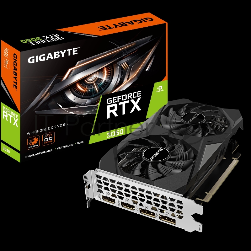 Видеокарта Gigabyte NVIDIA GeForce RTX 3050 6Gb GV-N3050WF2OCV2-6GD PCI-E 4.0 96bit GDDR6 1470/14000 HDMIx2 DPx2 HDCP Ret