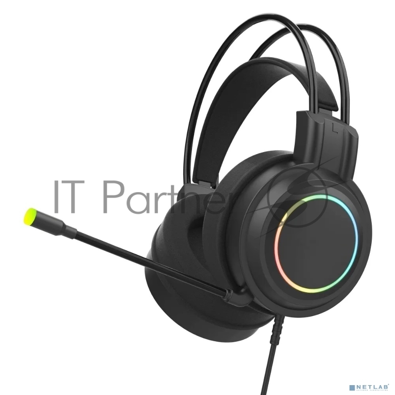 Perfeo игровая гарнитура RGF EARTH черная 1,8 м, разъем 3,5 мм (4 pin) и USB (LED), переходник