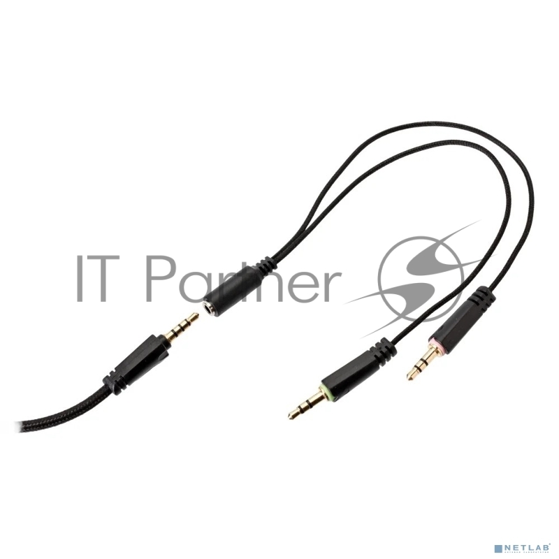 Perfeo игровая гарнитура RGF EARTH черная 1,8 м, разъем 3,5 мм (4 pin) и USB (LED), переходник