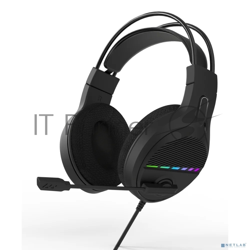 Perfeo игровая гарнитура RGF AIR черная 1,8 м, разъем 3,5 мм (4 pin) и USB (LED), переходник