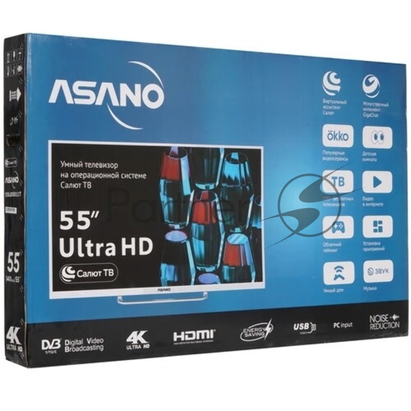 Телевизор Asano 55LU5011T 55, 4K Ultra HD, белый, T2/CI+/Dolby Digital, HDR 10, SALUT smart