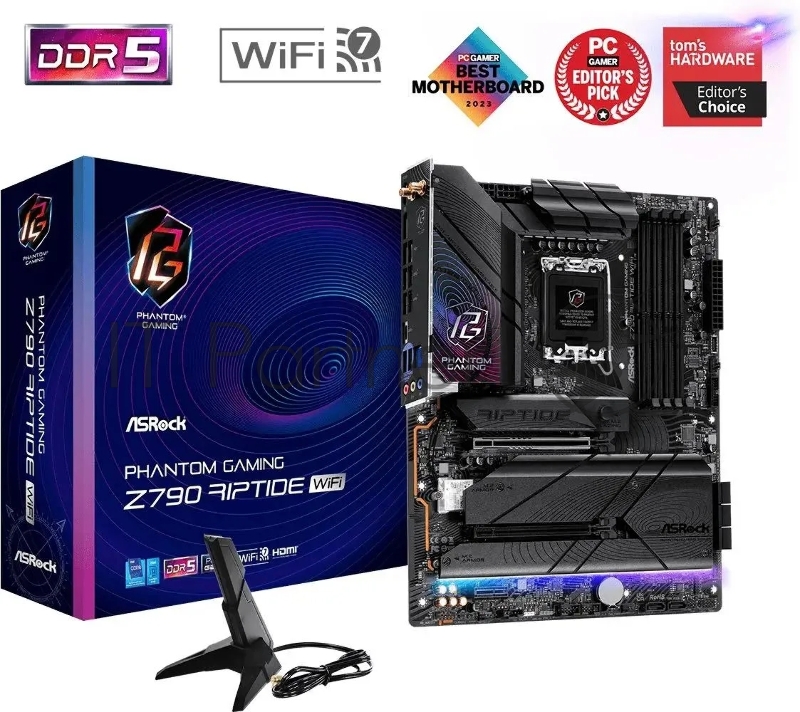 Материнская плата ASRock Z790 PG Riptide, LGA 1700, Intel Z790, 4xDDR5, 8xSATA, 5xM.2, 1xPCI-E 5.0 x16, 1xPCI-E 4.0 x16, 1xPCI-E x1, 1xDisplayPort, 1xHDMI, 1x 2.5Gb LAN, 2xUSB-A 2.0, 2xUSB-A 3.2 Gen 2, 4xUSB-A 3.2 Gen 1, 1xUSB-C 3.2 Gen 1, 3x3.5 мм,
