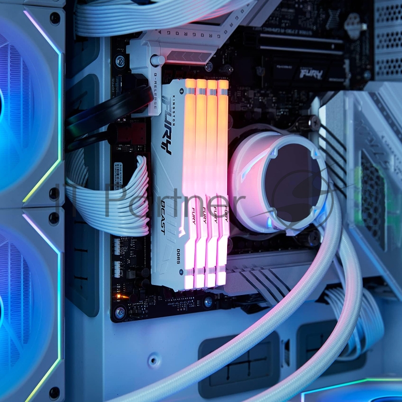 Комплект модулей памяти Kingston 64GB DDR5 6000 DIMM CL30 FURY Beast White RGB EXPO Non-ECC Unbuffered DIMM (Kit of 2) 2RX8 30-36-36 1.4V 288-pin 16Gbit