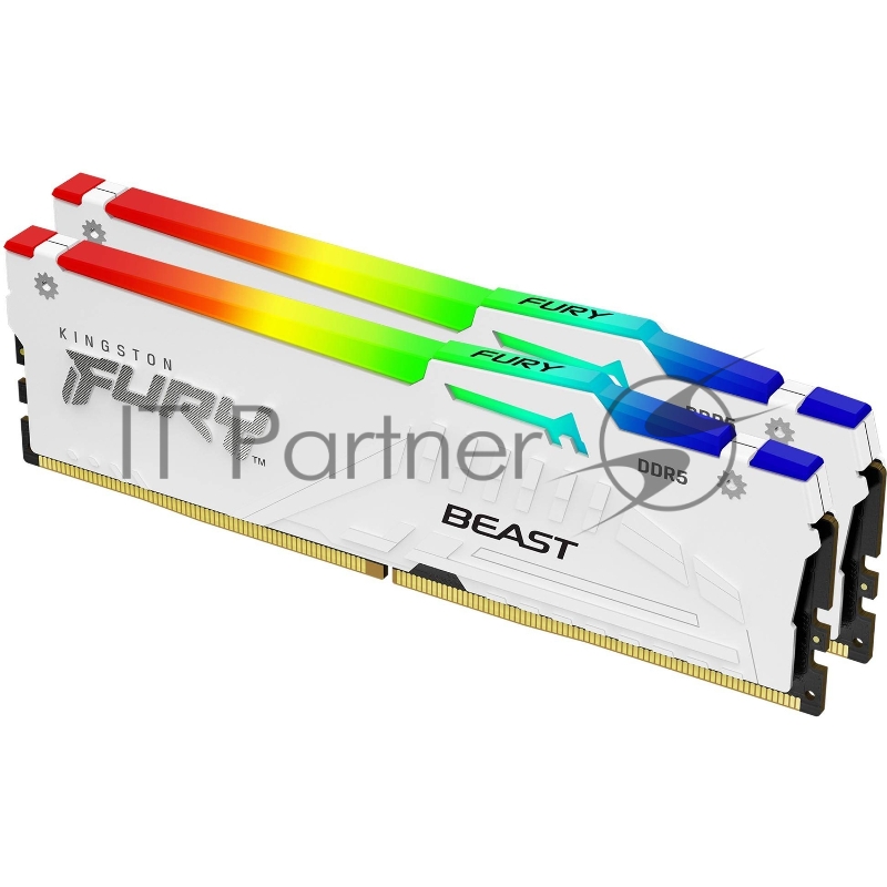 Комплект модулей памяти Kingston 64GB DDR5 6000 DIMM CL30 FURY Beast White RGB EXPO Non-ECC Unbuffered DIMM (Kit of 2) 2RX8 30-36-36 1.4V 288-pin 16Gbit