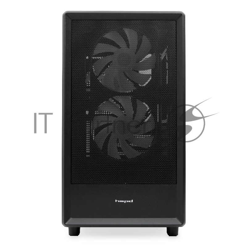 Корпус без блока питания HSPD M310, Mesh Mini-tower, черный, TG, 0.4 SPCC, 3x120mm ARGB mATX, mITX 180/280/160mm 1x2.5, 1x3.5, 4xPCI 2xUSB-A 3.0 452x277x418mm