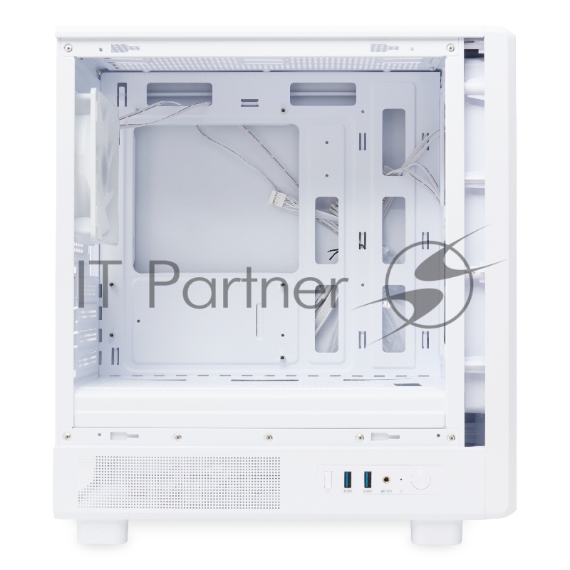 Корпус без блока питания HSPD M310, Mesh Mini-tower, белый, TG, 0.4 SPCC, 3x120mm ARGB mATX, mITX 180/280/160mm 1x2.5, 1x3.5, 4xPCI 2xUSB-A 3.0 452x277x418mm