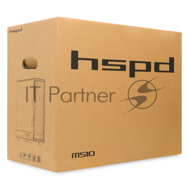 Корпус без блока питания HSPD M510, Mesh Mid Tower, черный, TG, 0.5 SPCC, 4x120mm ARGB ATX, mATX, mITX 180/280/160mm 1x2.5, 1x3.5, 7xPCI 2xUSB-A 3.0 517x277x418mm