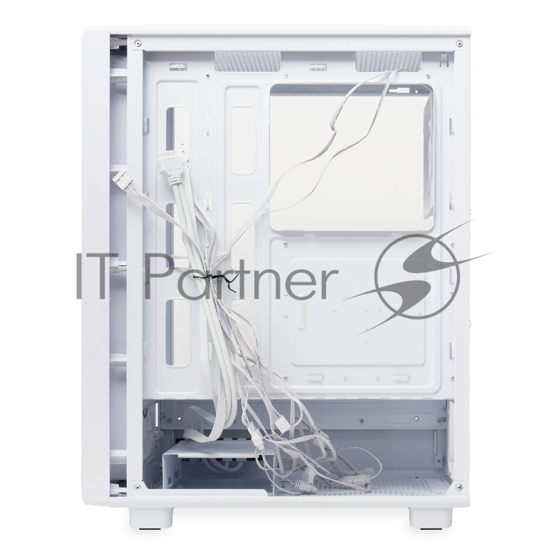 Корпус без блока питания HSPD M510, Mesh Mid Tower, белый, TG, 0.5 SPCC, 4x120mm ARGB ATX, mATX, mITX 180/280/160mm 1x2.5, 1x3.5, 7xPCI 2xUSB-A 3.0 517x277x418mm