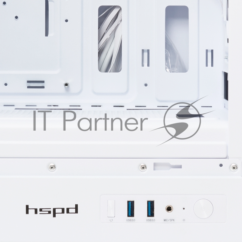 Корпус без блока питания HSPD M510, Mesh Mid Tower, белый, TG, 0.5 SPCC, 4x120mm ARGB ATX, mATX, mITX 180/280/160mm 1x2.5, 1x3.5, 7xPCI 2xUSB-A 3.0 517x277x418mm