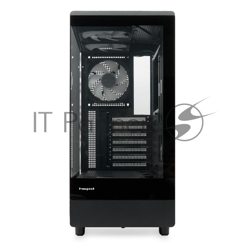 Корпус без блока питания HSPD F510, Panoramic Mid Tower, черный, TG, 0.5 SPCC, 3x120mm ARGB ATX, mATX, mITX 180/280/160mm 1x2.5, 1x3.5, 7xPCI 2xUSB-A 3.0 356x218x467mm
