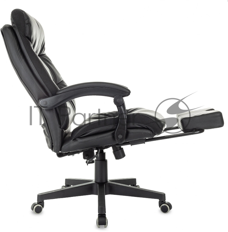 Кресло руководителя Бюрократ CH-824MSG-BF черный эко.кожа/ткань крестов. пластик подст.для ног