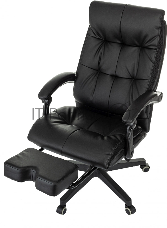 Кресло руководителя Бюрократ CH-824MSG-BF черный эко.кожа/ткань крестов. пластик подст.для ног