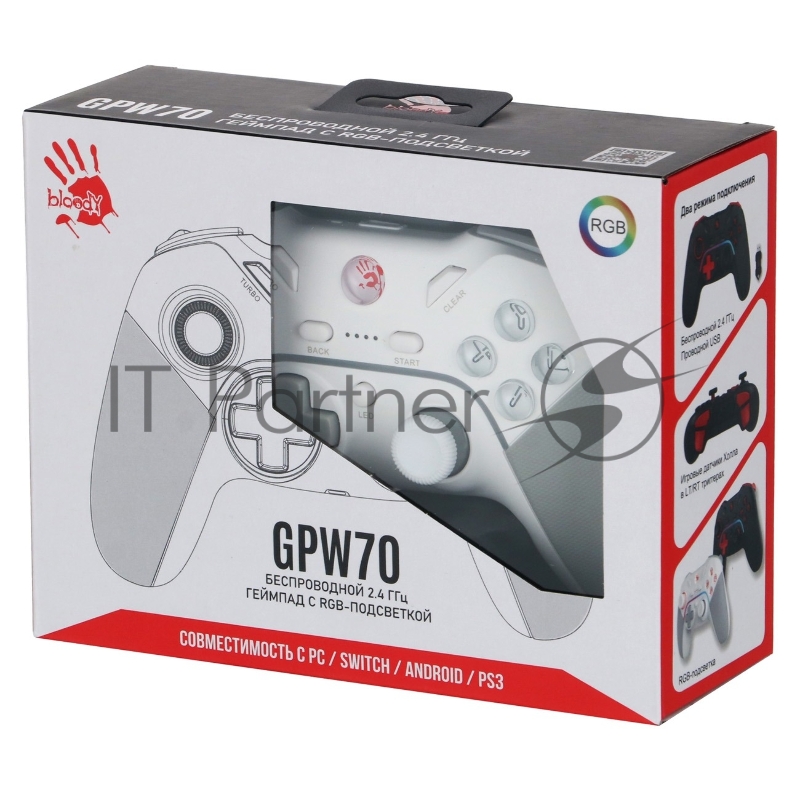 Геймпад A4Tech Bloody GPW70 Sports белый USB Беспроводной виброотдача обратная связь (GPW70 SPORTS WHITE)