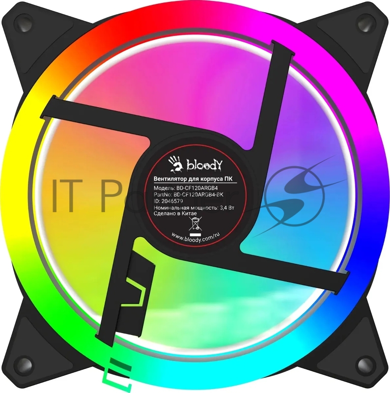 Вентилятор для корпуса Bloody BD-CF120ARGB4 ARGB 120х120x25 черный 4-pin 27дБ (BD-CF120ARGB4-BK) Ret