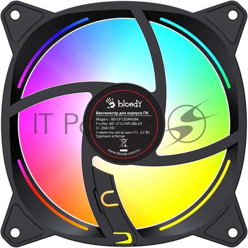 Вентилятор для корпуса Bloody BD-CF120ARGB6 ARGB 120х120x25 черный 4-pin 26дБ (BD-CF120ARGB6-BK) Ret