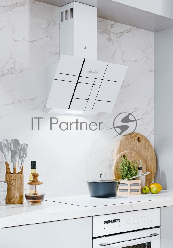 Вытяжка каминная Lex Moza 600 R1 белый управление: кнопочное (1 мотор)